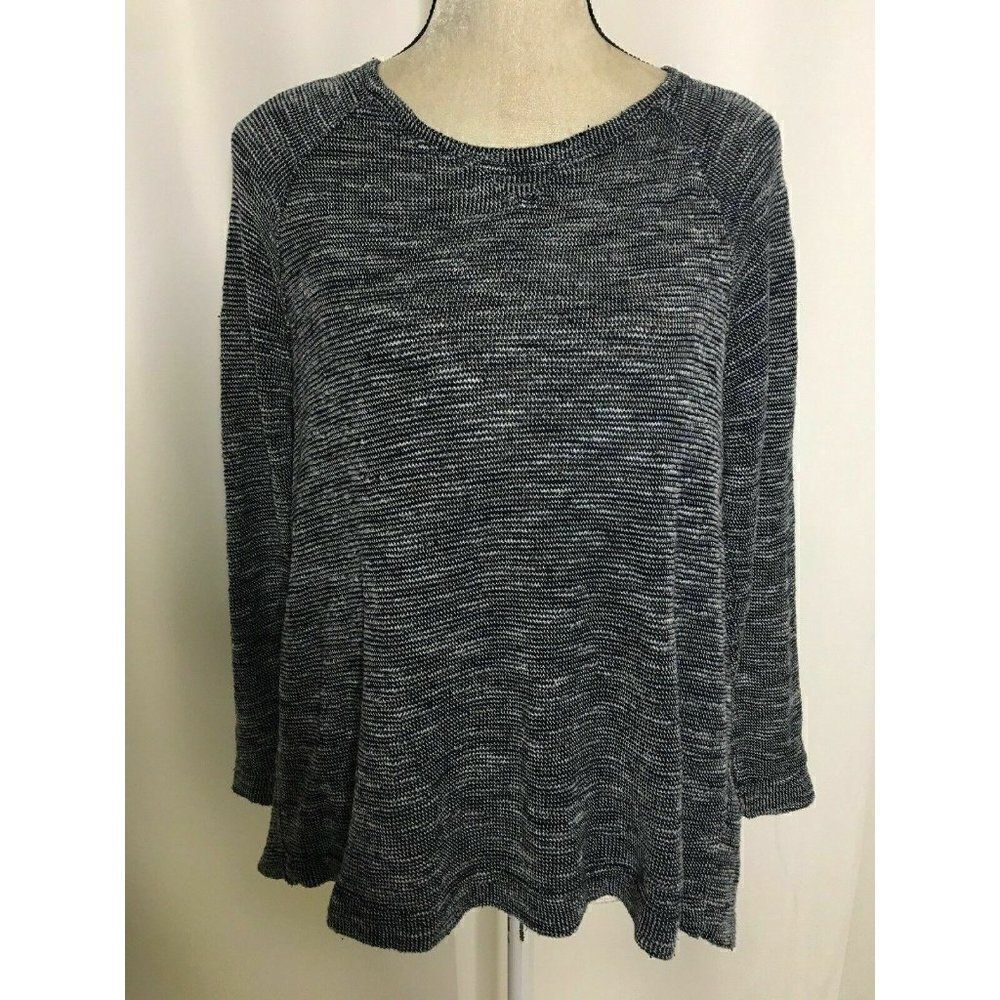 Stateside Womens Navy Blue White Long Sleeve Sweater Top Small